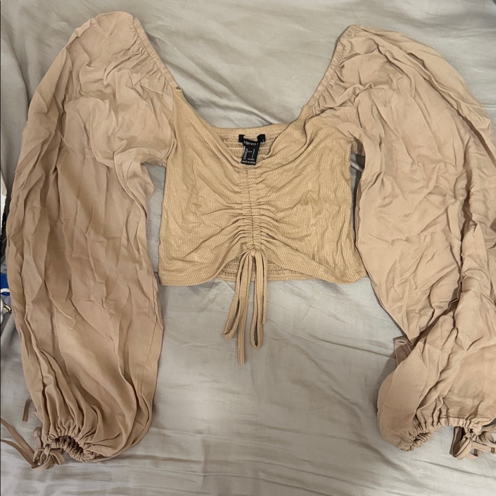 Forever 21 Tan Ruched Blouse
